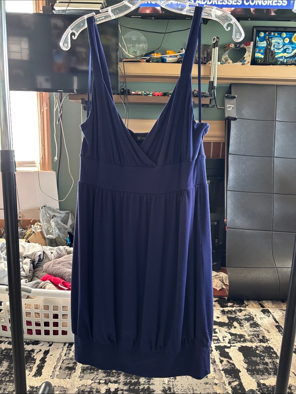 INC International Concepts Navy Blue Sleeveless V-Neck Dress